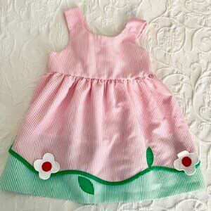 Florence Eiseman Pink and Green Striped Dress